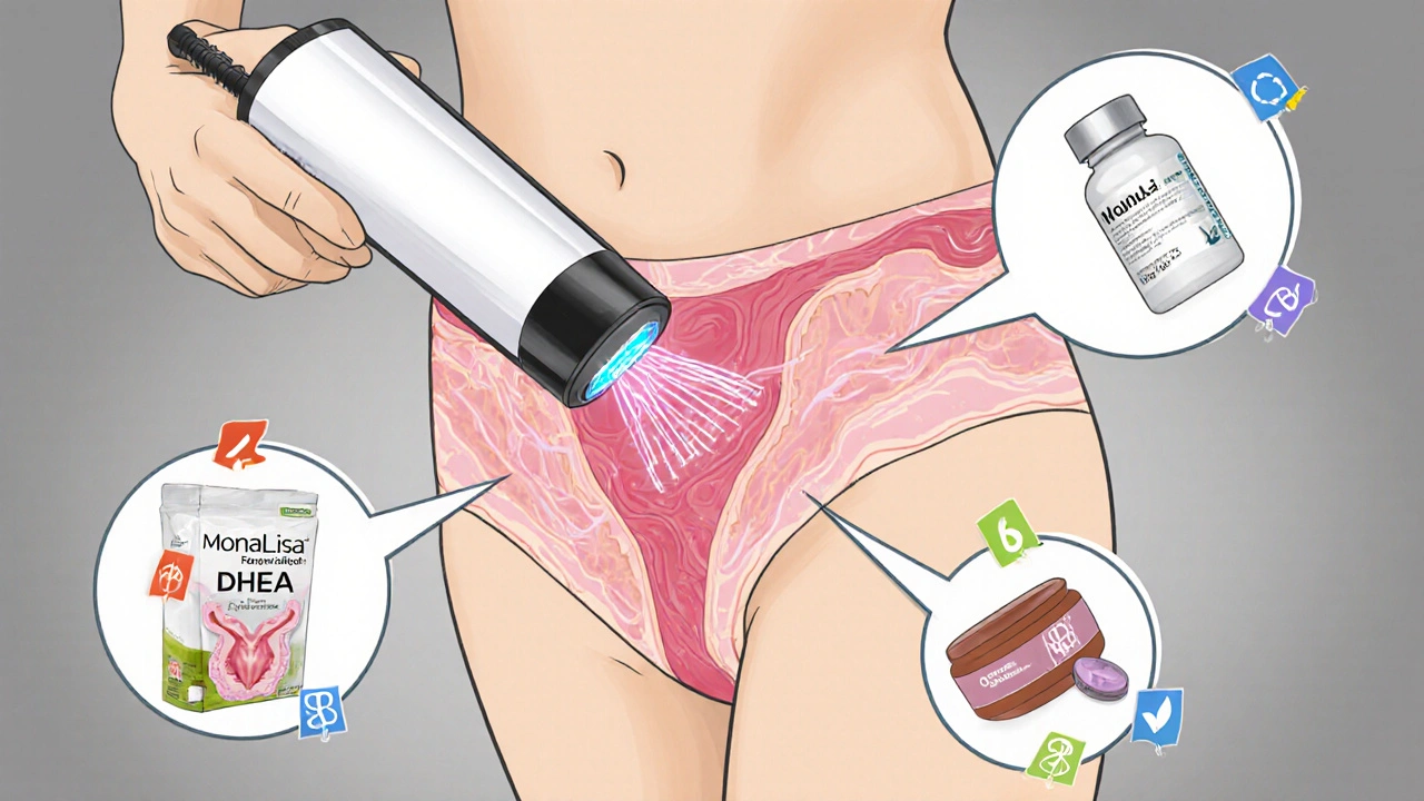 Laser treatment for vaginal atrophy with alternative non-hormonal options nearby