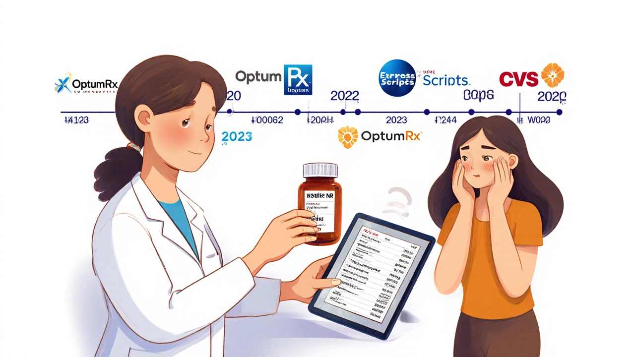 Pharmacist verifying an authorized generic using FDA code list with patient watching.