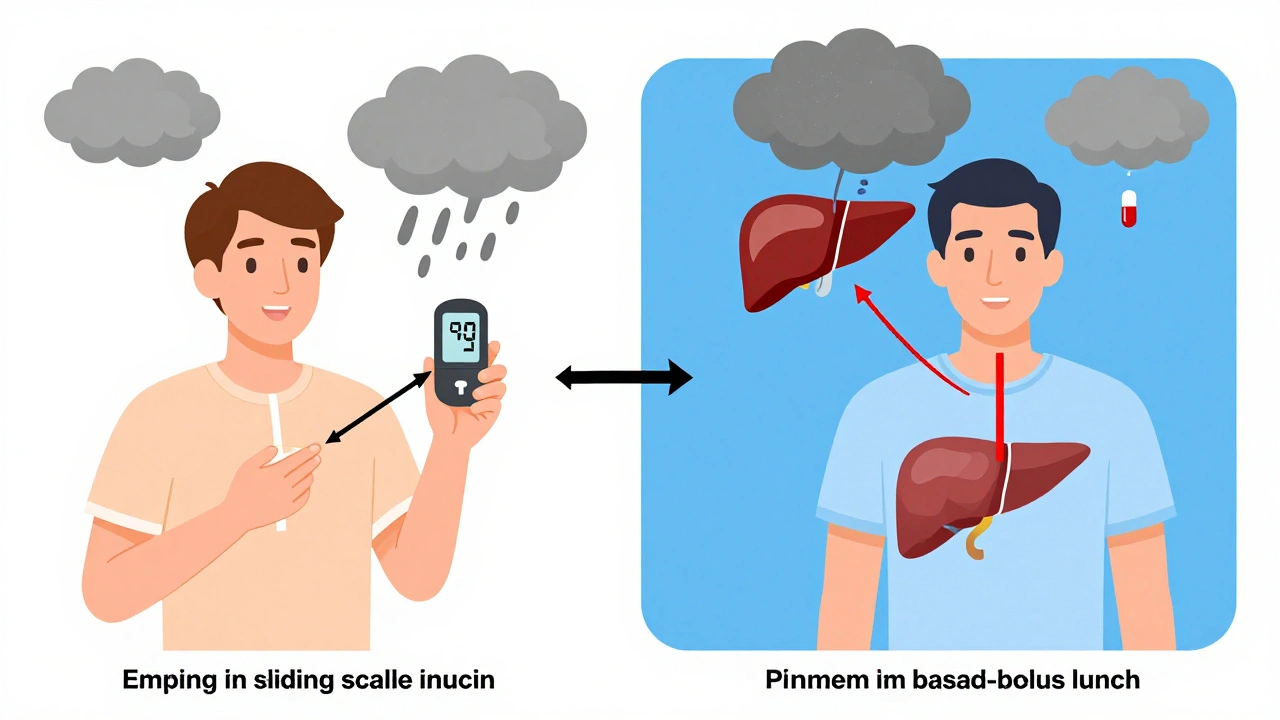 Comparison of reactive sliding scale vs. proactive basal-bolus insulin therapy for steroid-induced hyperglycemia.