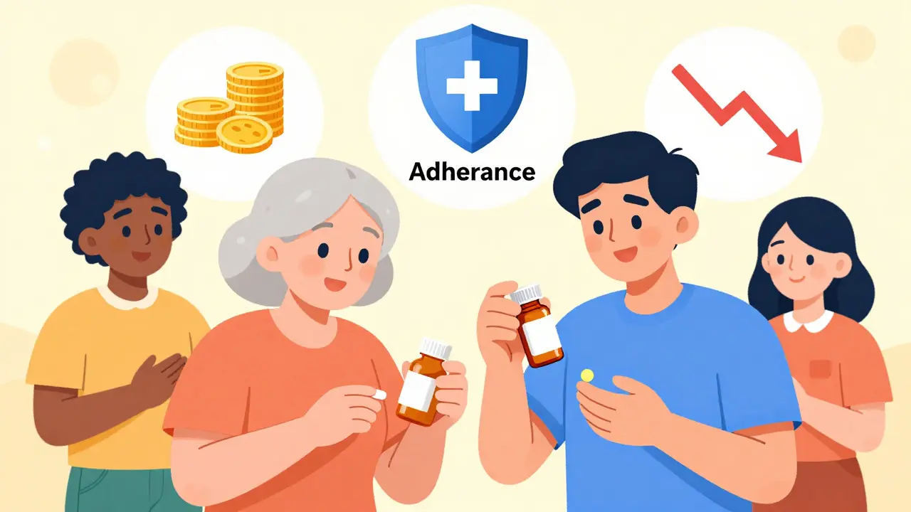 Happy patients saving money and staying healthy with generic medications