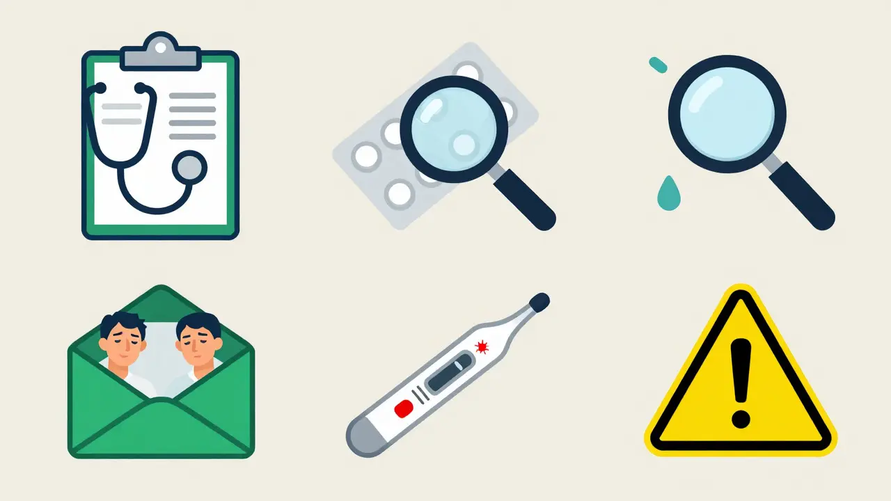 Safety icons for consulting doctors and checking medication