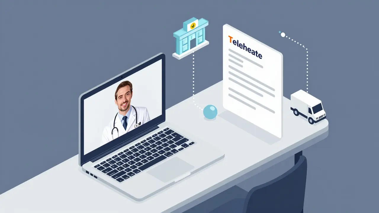 Telehealth consultation leading to digital prescription and pharmacy fulfillment