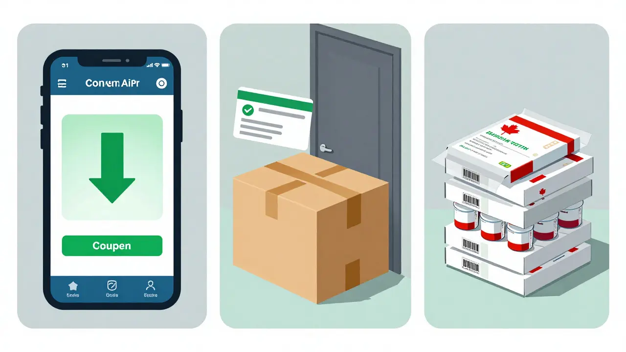 Diagram illustrating three methods for purchasing affordable medication online