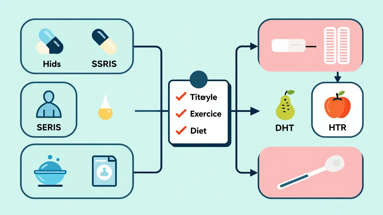 Illustration of balancing hormonal and non-hormonal treatment options