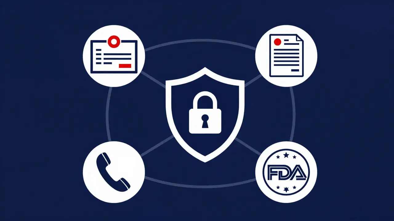 Safety checklist graphic verifying legitimate online pharmacy credentials