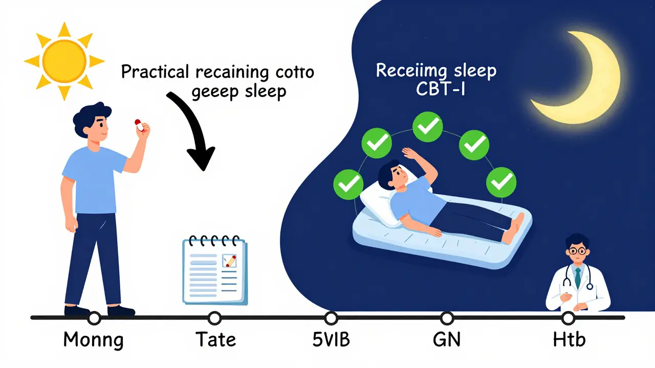 Timeline of sleep strategies including morning dosing